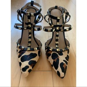 Studded leopard heels